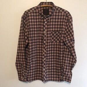 RQQBA Men's XXL Heavy Flannel Shirt Button Down LS Pocket Red Navy White NWOT